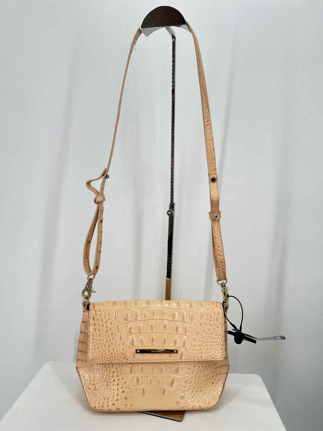 Brahmin Ayla Beige Croc Embossed Crossbody