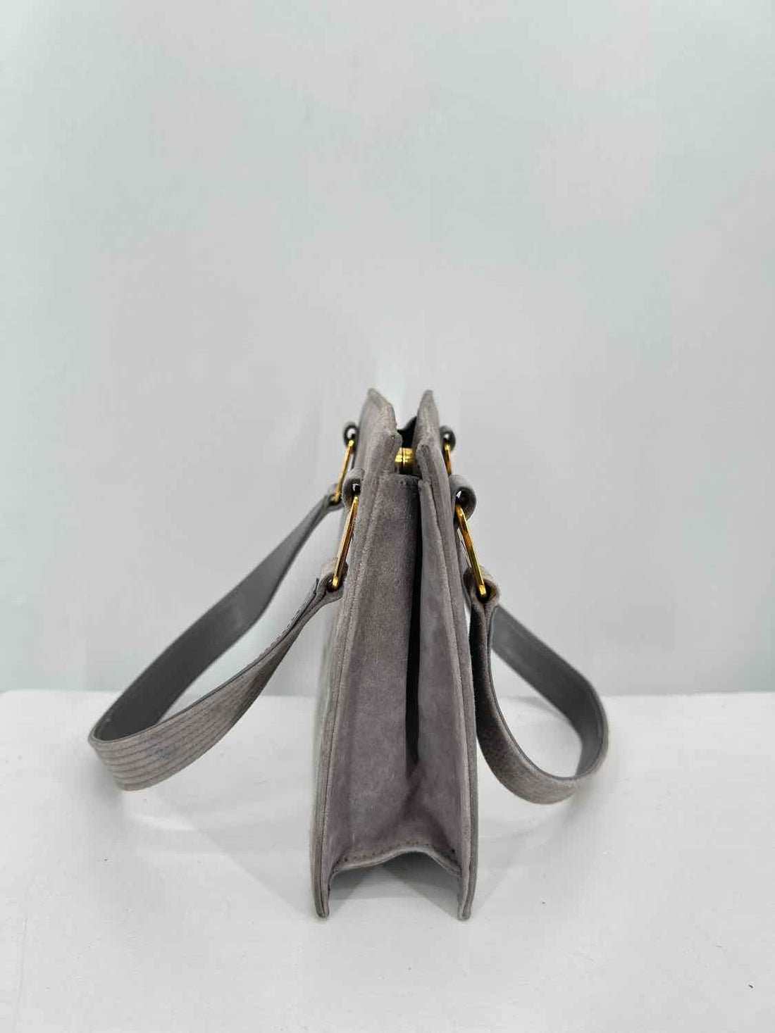 Salvatore Ferragamo Gray Suede Satchel
