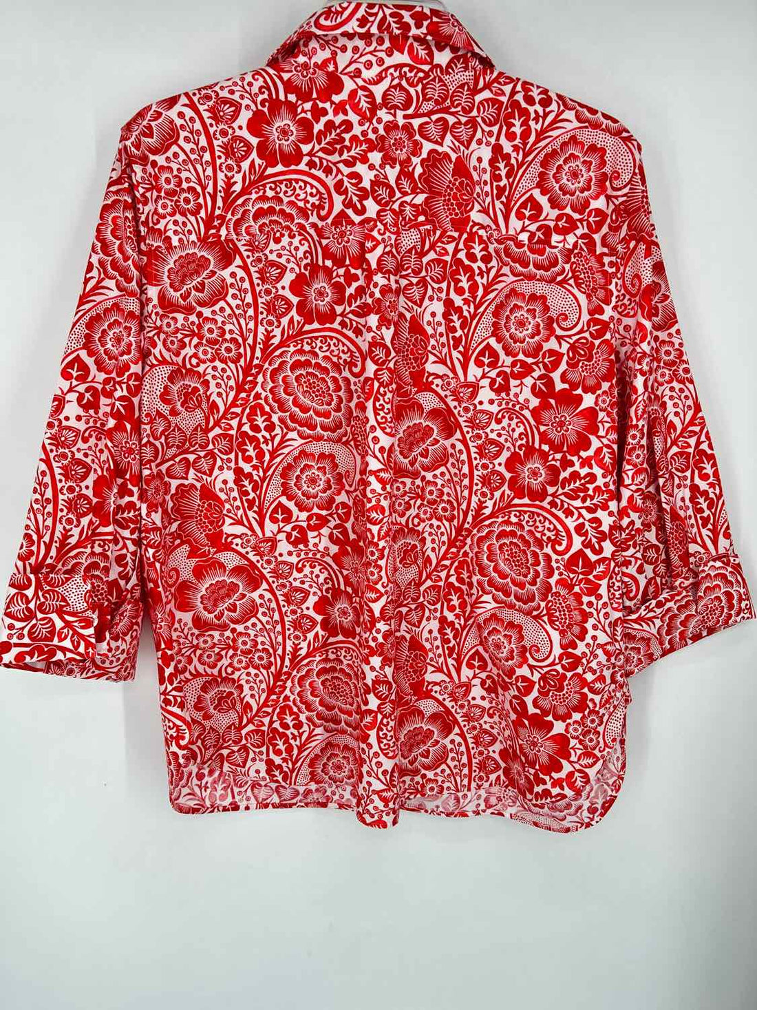 Chicos Size 2.5(XL) Red Floral Long Sleeve