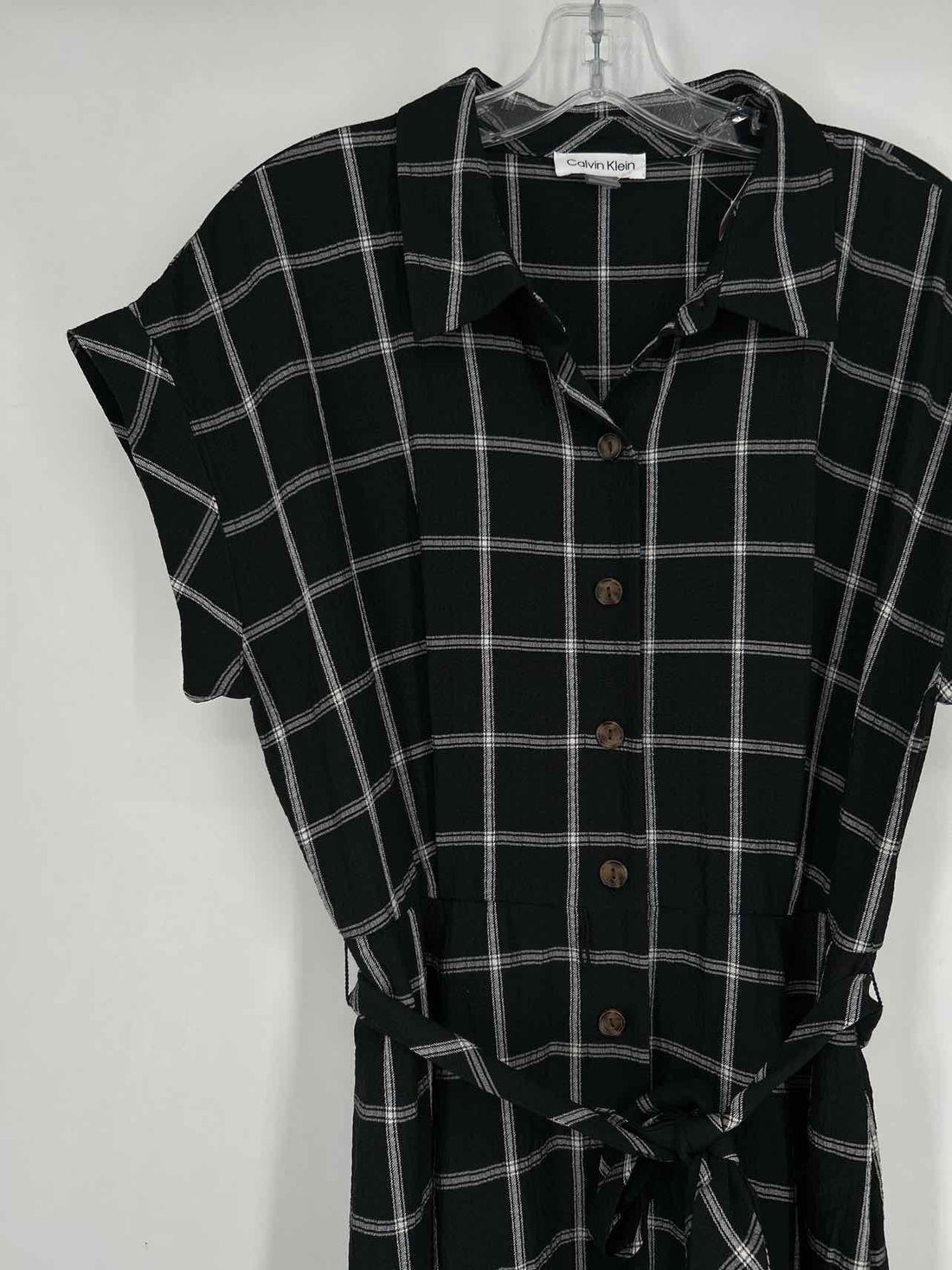 Calvin Klein Size 12 Black & White Short Sleeve Dress
