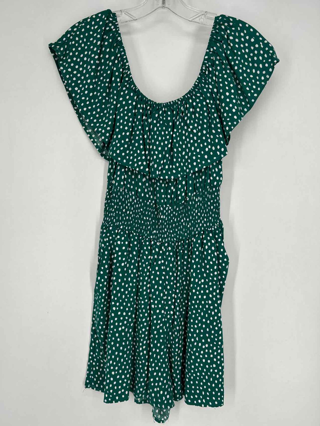 Amisu Size 8 Dark Green & White Polkadot Rompers