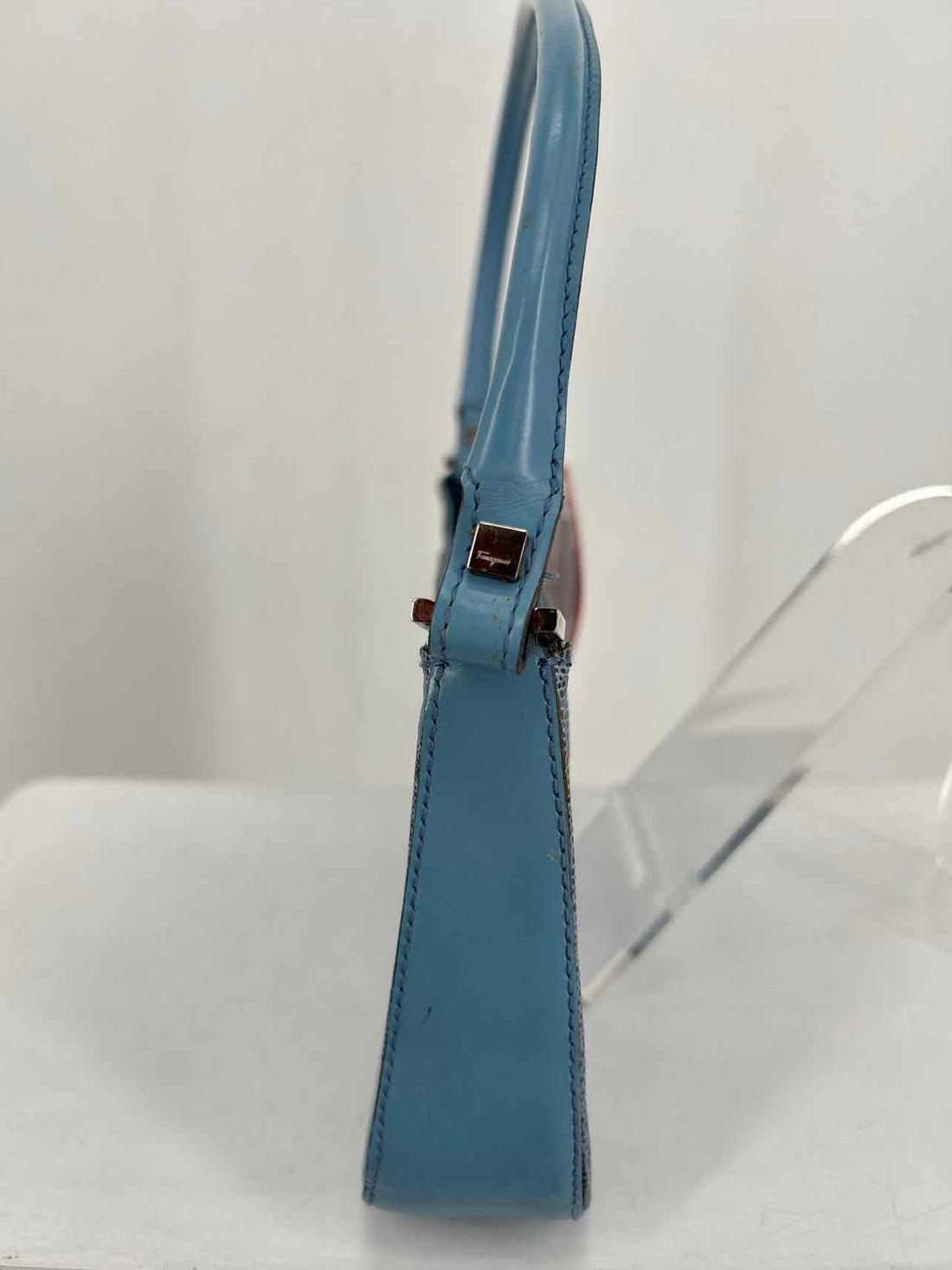 Salvatore Ferragamo VINATGE Y2K 2pc Set Blue Lizard Leather Purse