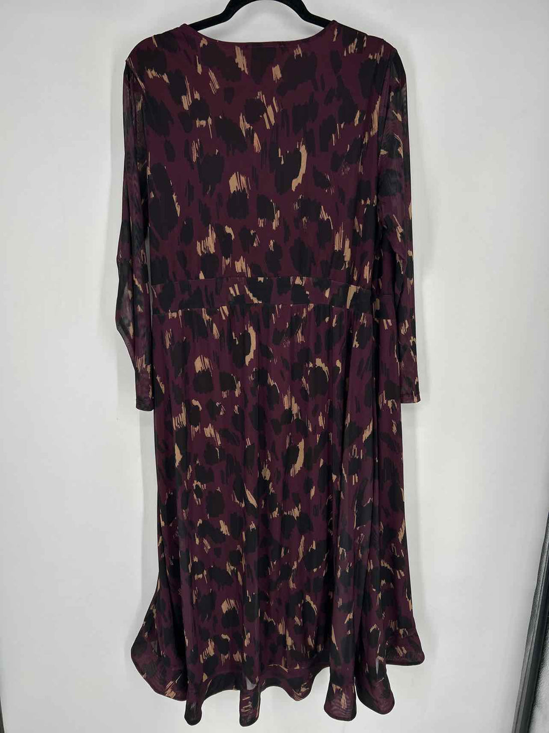 C Wonder Size 1X Purple Leopard Long Sleeve Dress