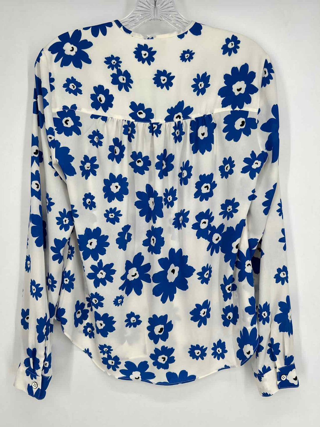Cabi Size S White & Blue Floral Long Sleeve