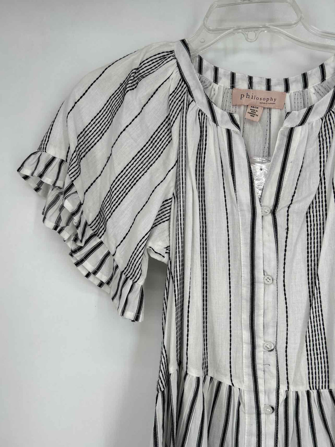 Philosophy Size XS White & Black Striped NWT Short Sleeve