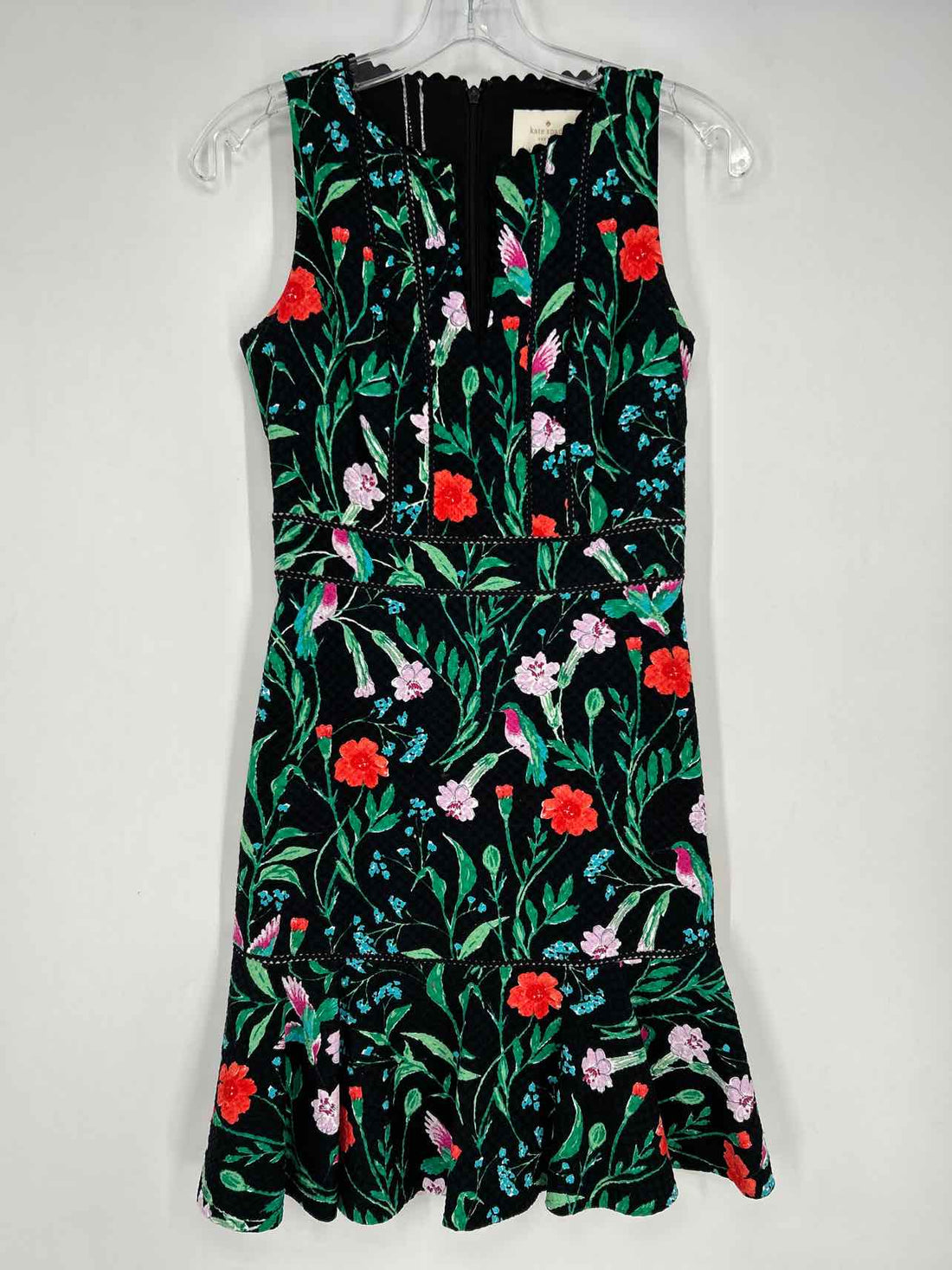 Kate Spade Size 0 Black Floral Sleeveless Dress