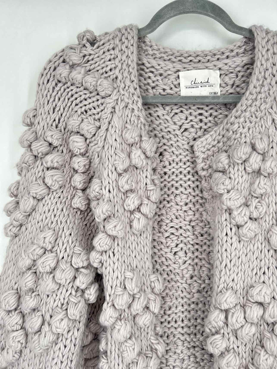 Chic Wish Size One Size Light Gray Wool/Acrylic Cardigan