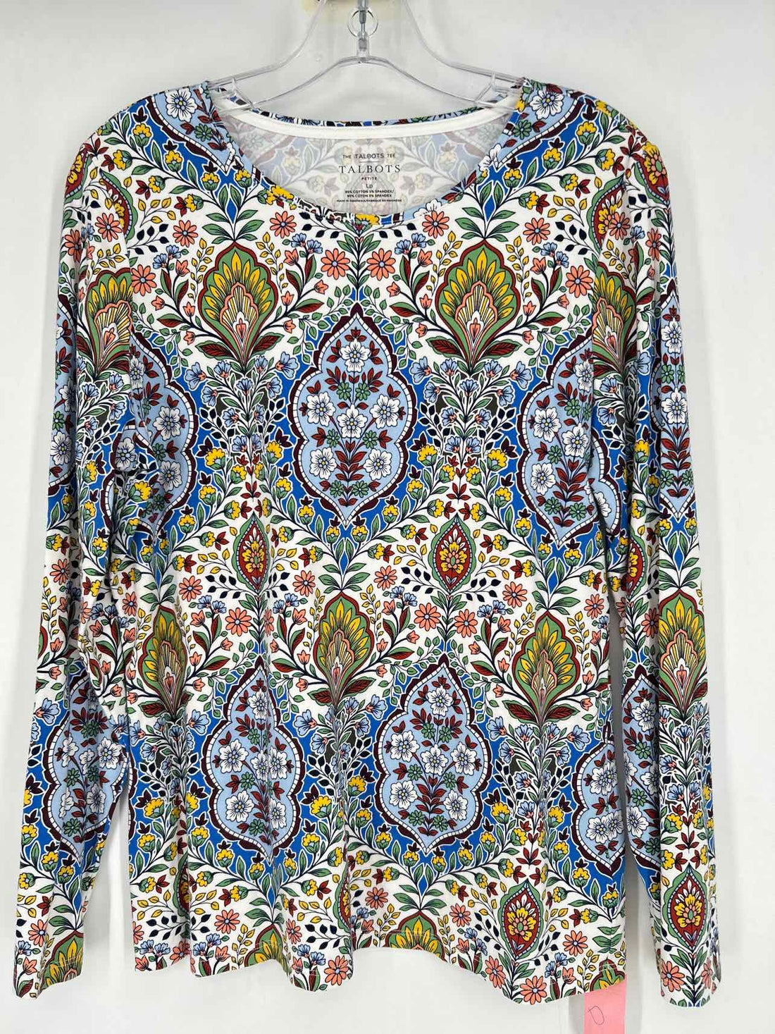 Talbots Size LP White & Blue Floral Long Sleeve