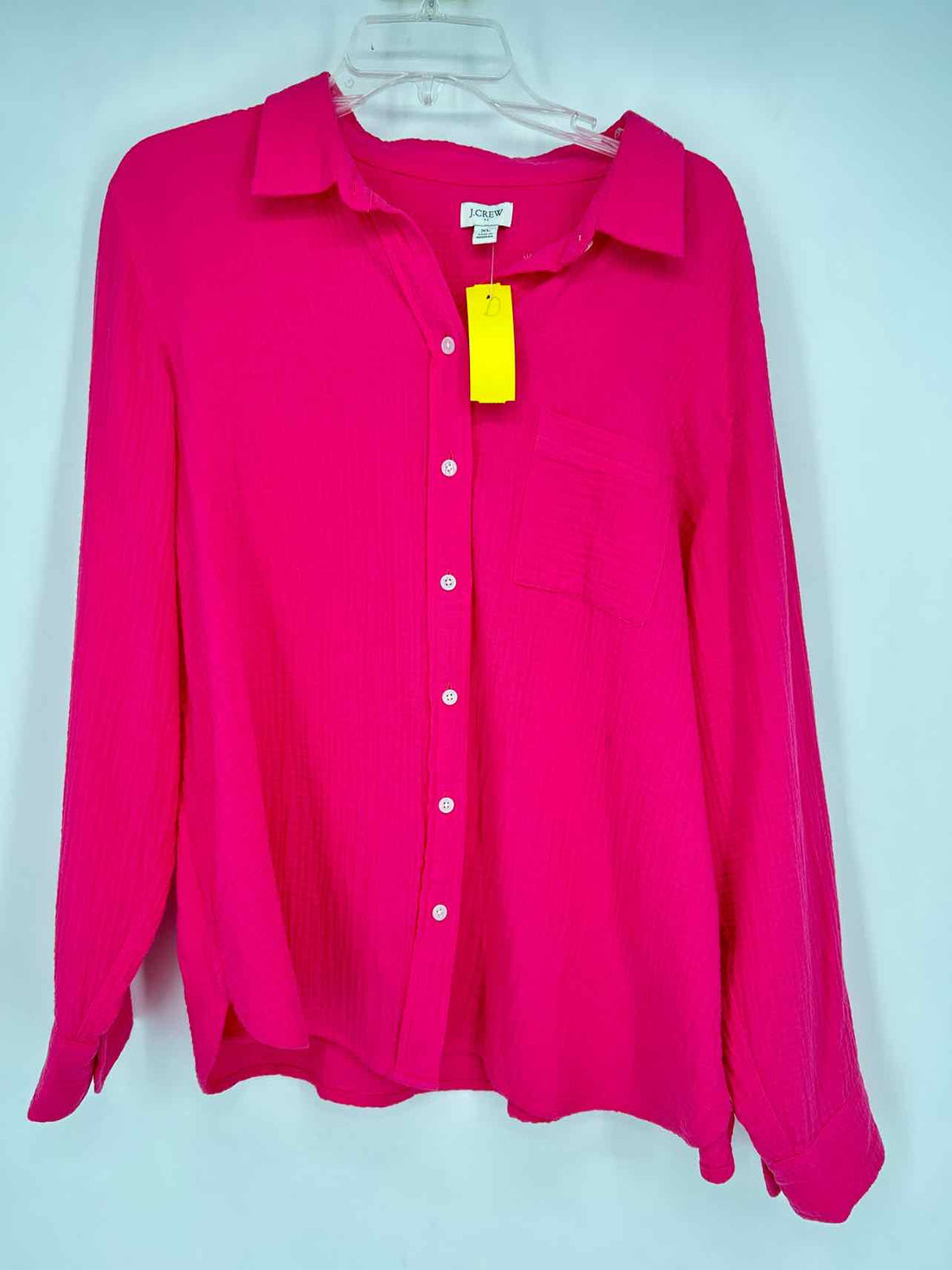 J Crew Size XL Hot Pink Double Gauze Long Sleeve