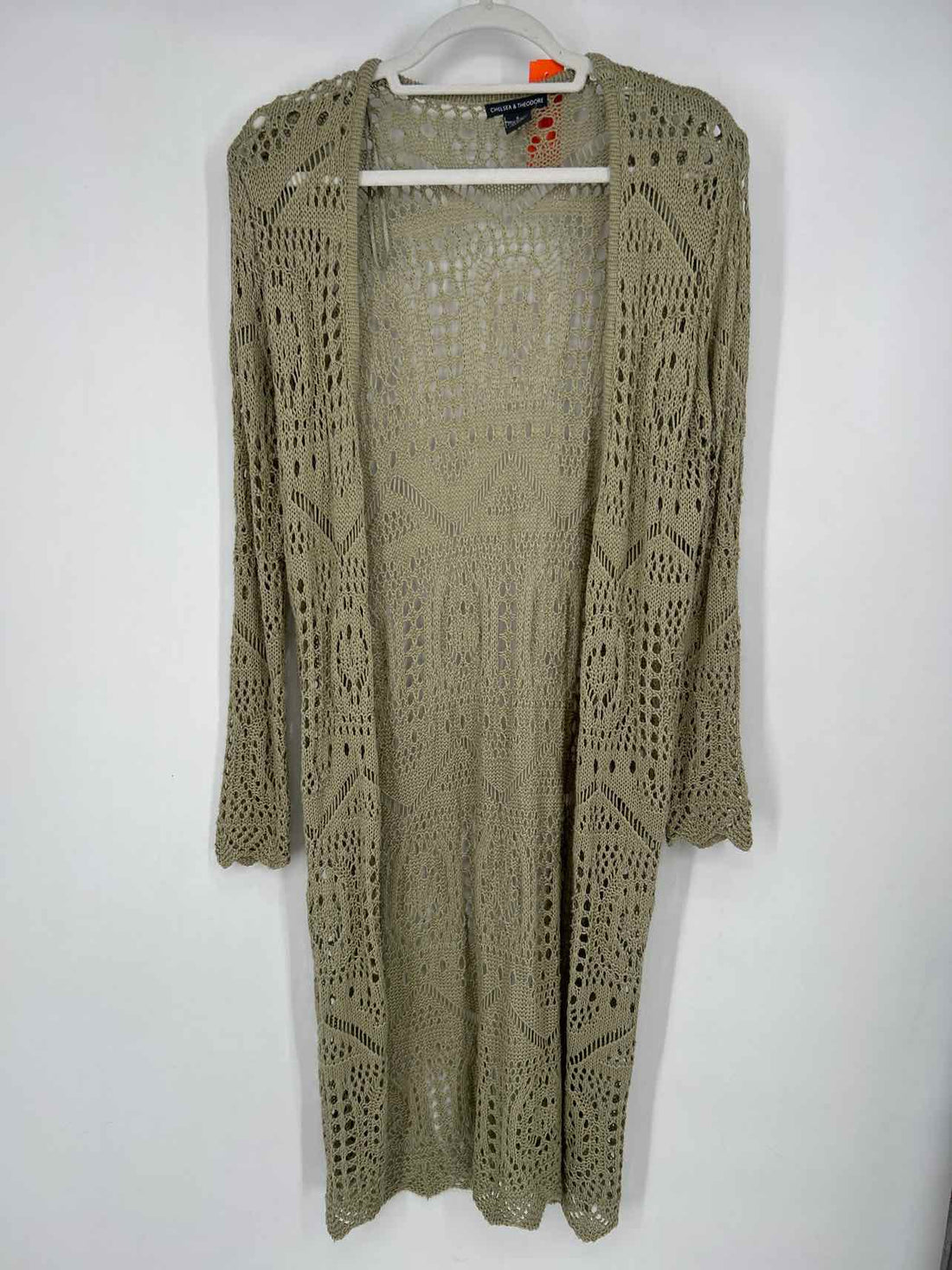 Chelsea & Theodore Size S Light Green Open Knit Cardigan