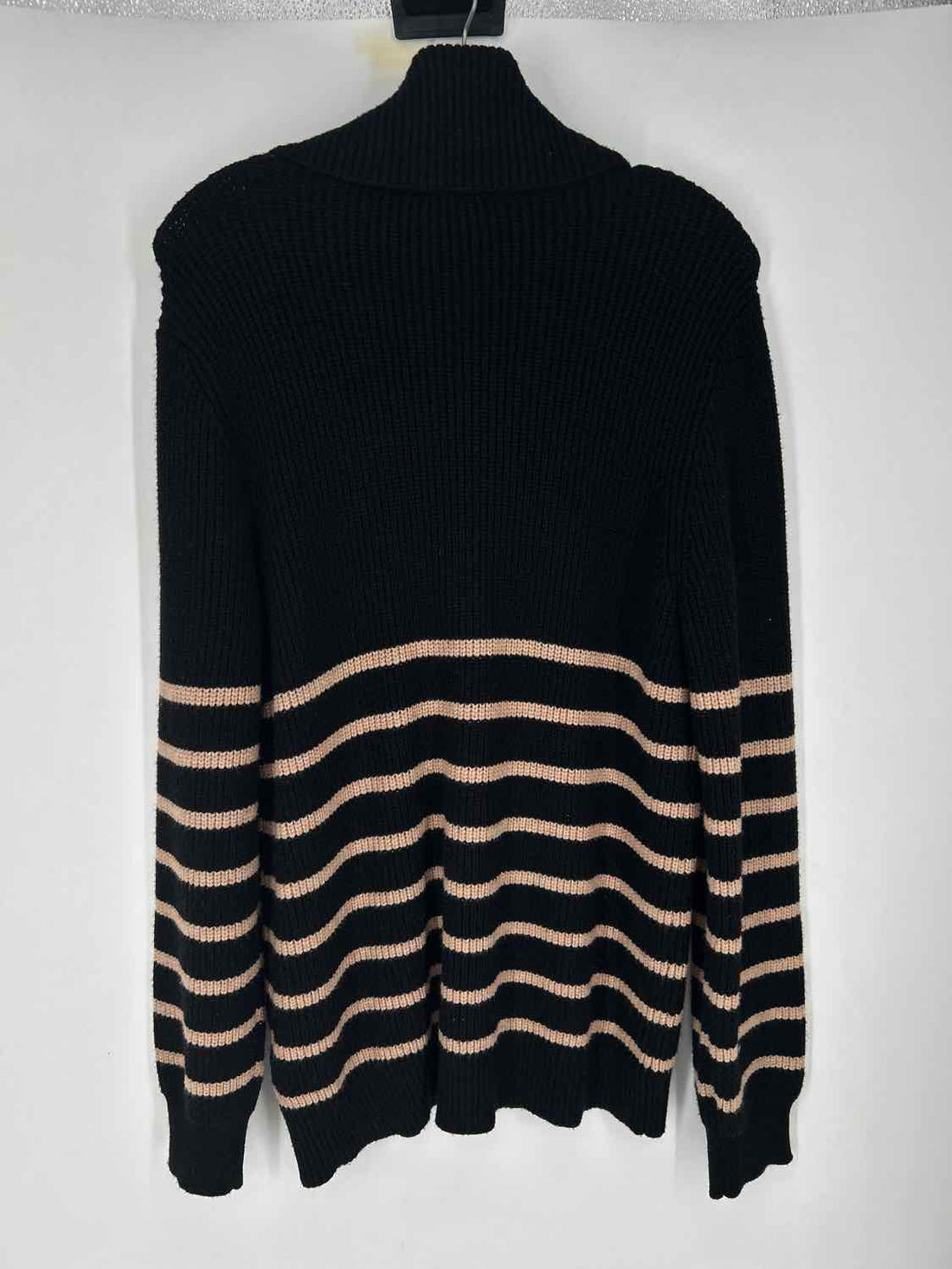 Cyrus Size L Black & Tan Striped Knit Sweater