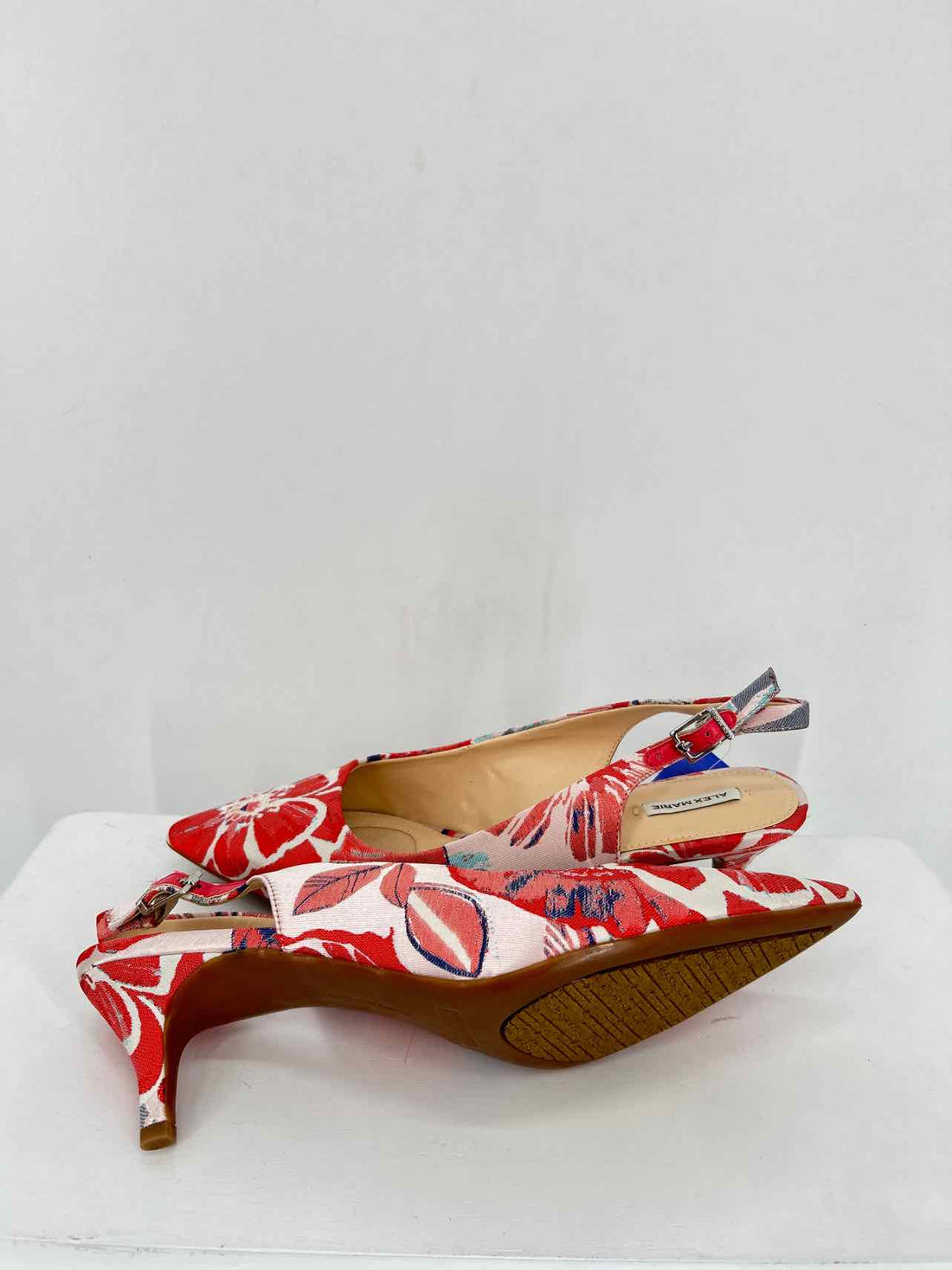 Alex Marie Women Size 10 Red Floral Kitten Heels