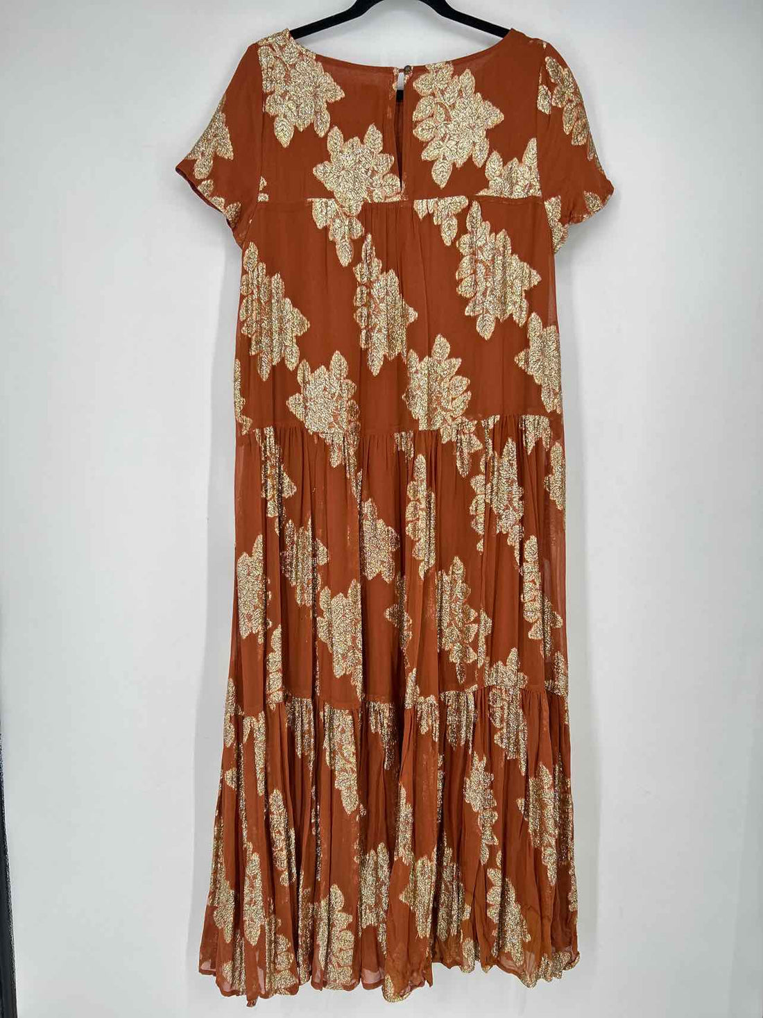By Anthropologie Size S Rust & Gold As Is Dress