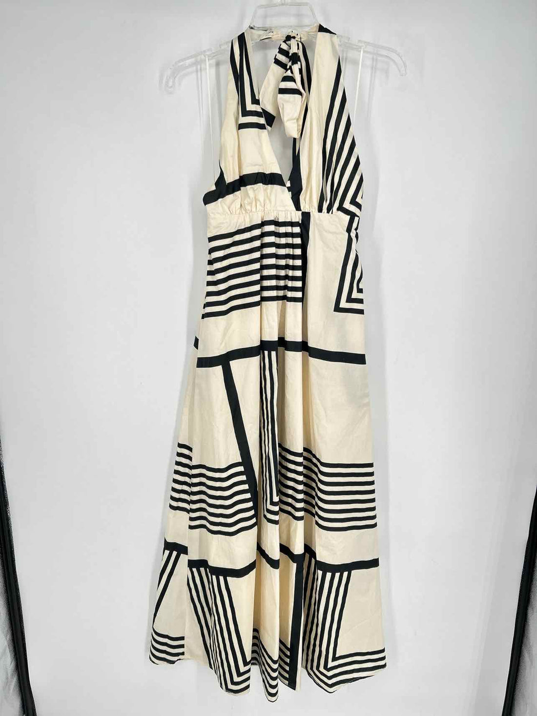 Miou Muse Size S Cream & Black Print Sleeveless Dress