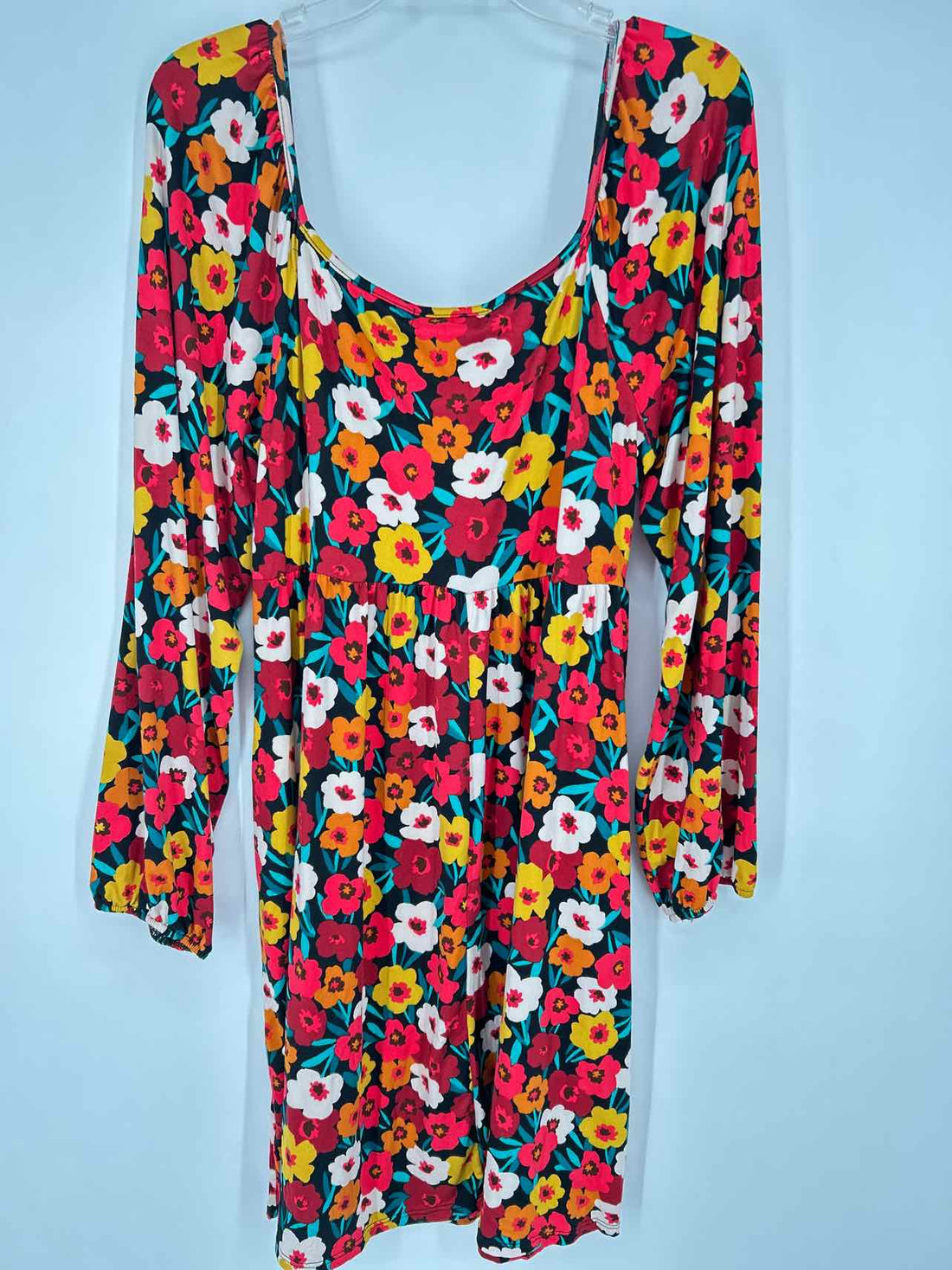 Haptics Size L Black Floral Long Sleeve Dress