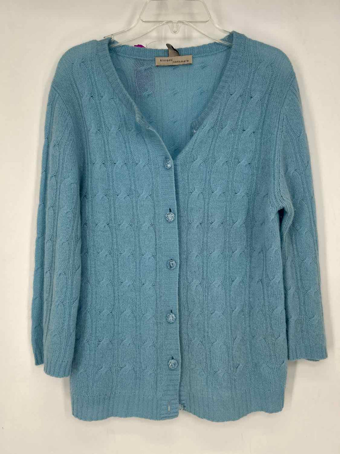 Kinross Cashmere Size M Blue Cashmere Cardigan