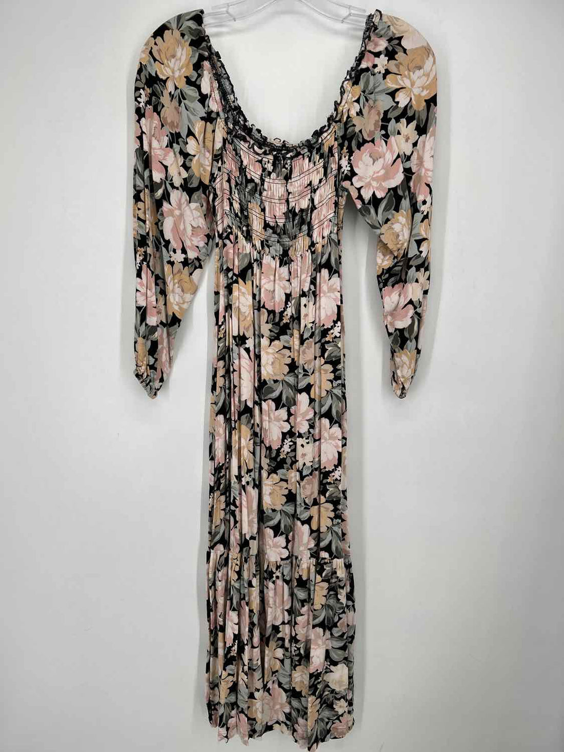 Saltwater Luxe Size S Black Floral Long Sleeve Dress