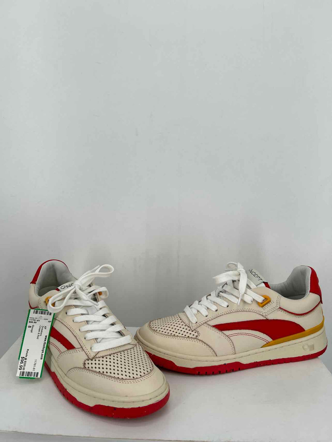 Oncept Women Size 8 Cream & Red Sneakers
