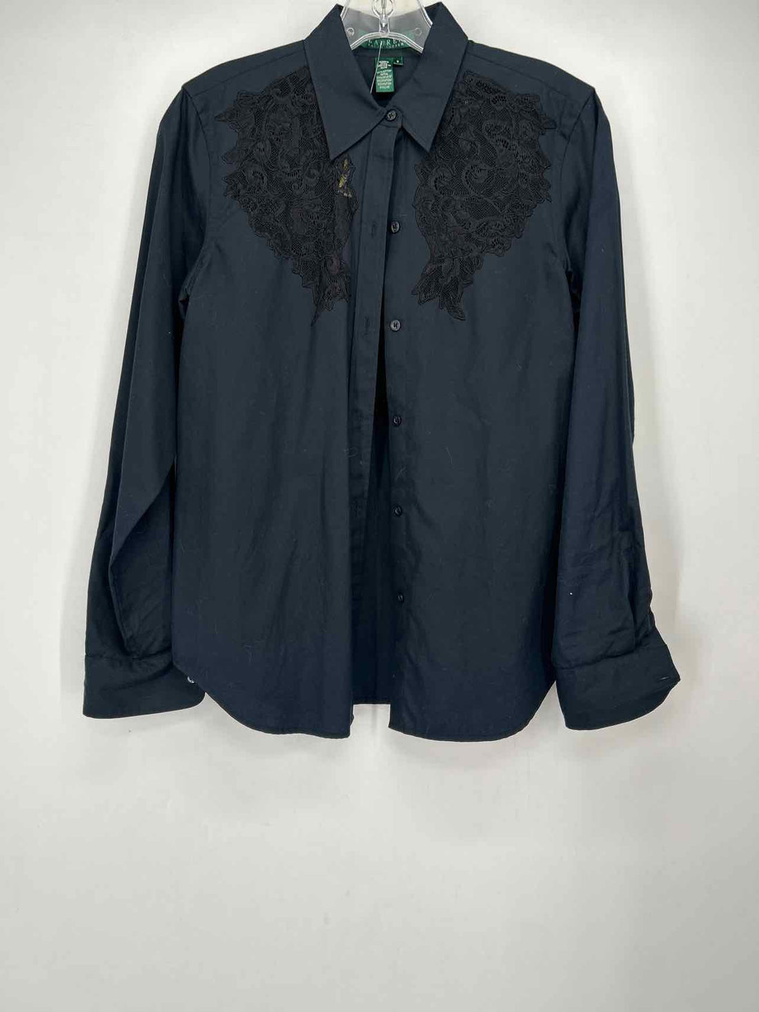 Ralph Lauren Size S Black Lace Detail Long Sleeve