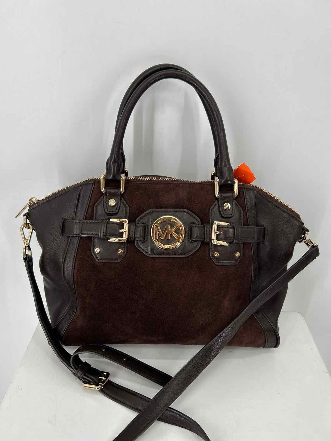 Michael Kors Dark Brown Genuine Leather Pre Owned Crossbody
