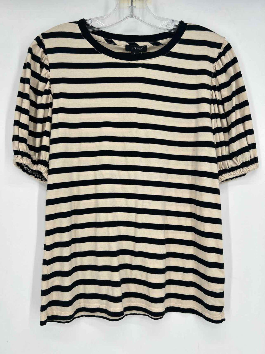 J Crew Size S Cream & Black Striped Short Sleeve