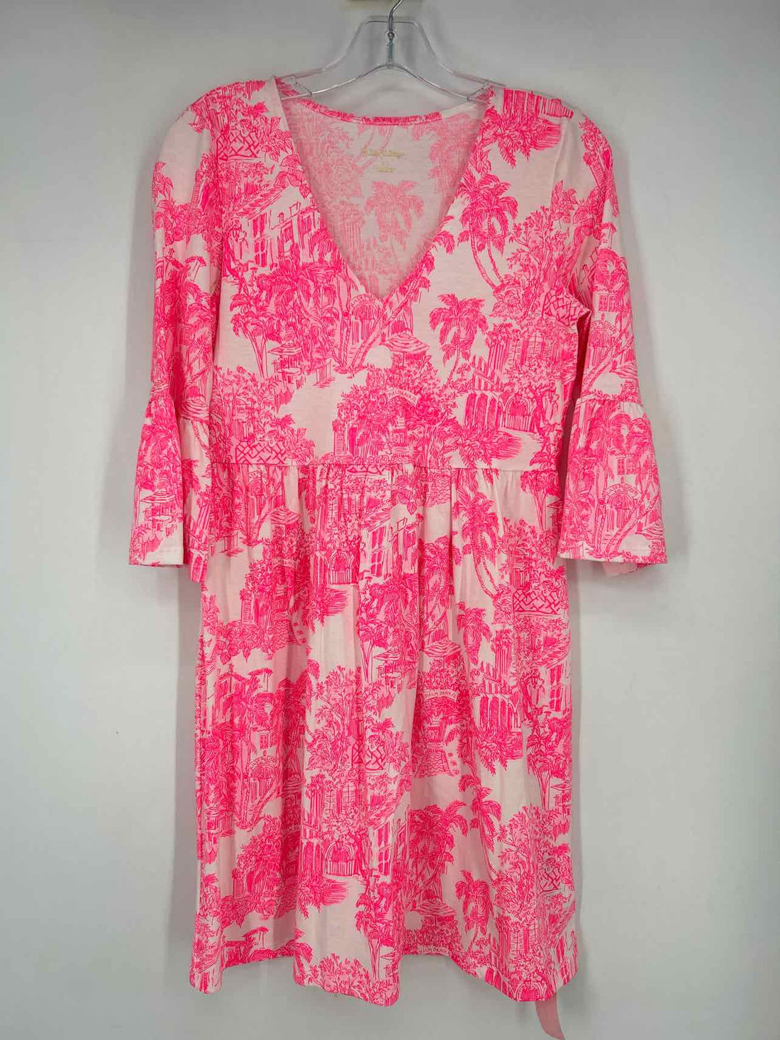 Lilly Pulitzer XS White & Neon Pink Long Sleeve Lilly Pulitzer Dress