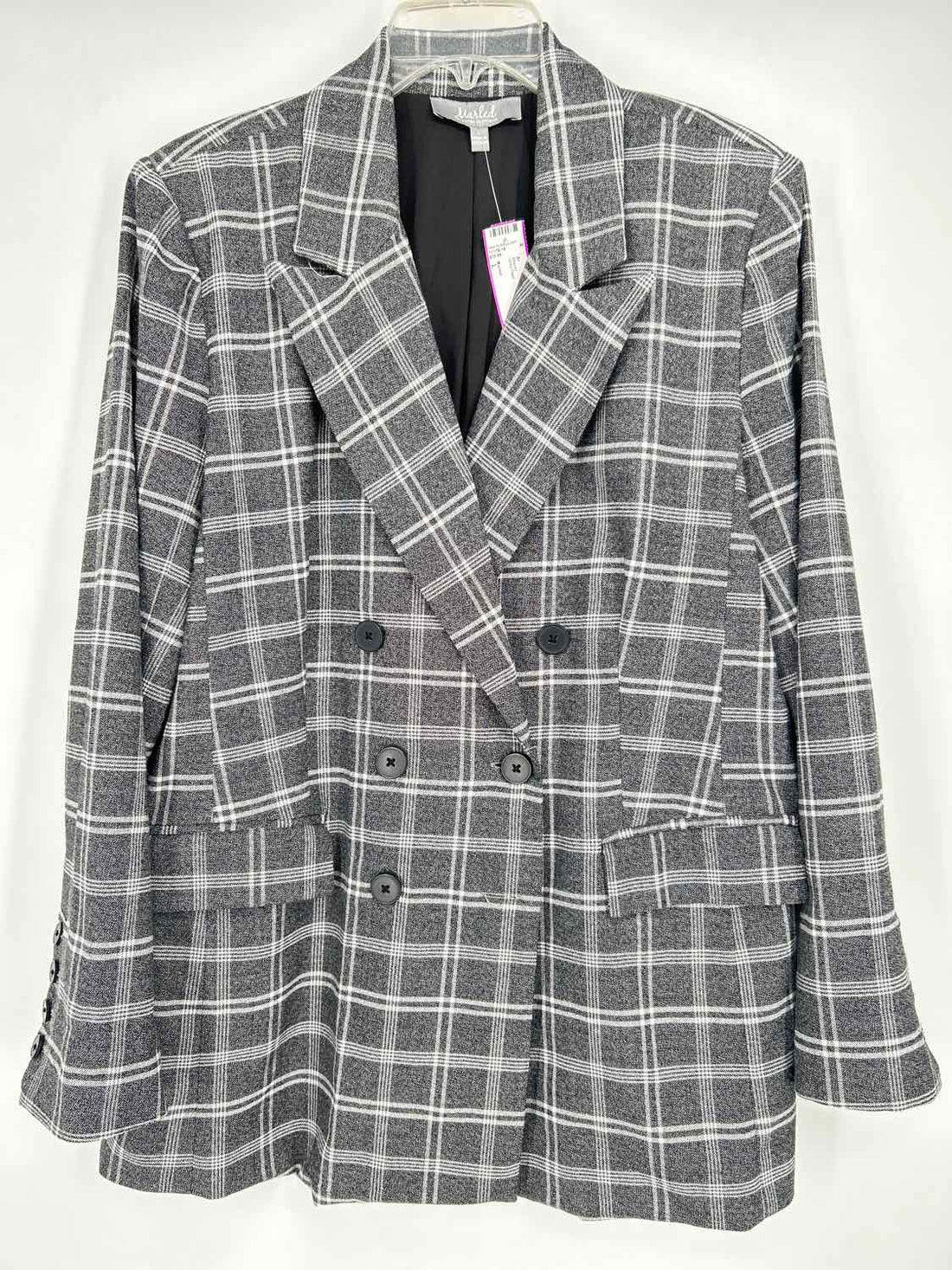 Marled Size L Gray Plaid Blazer