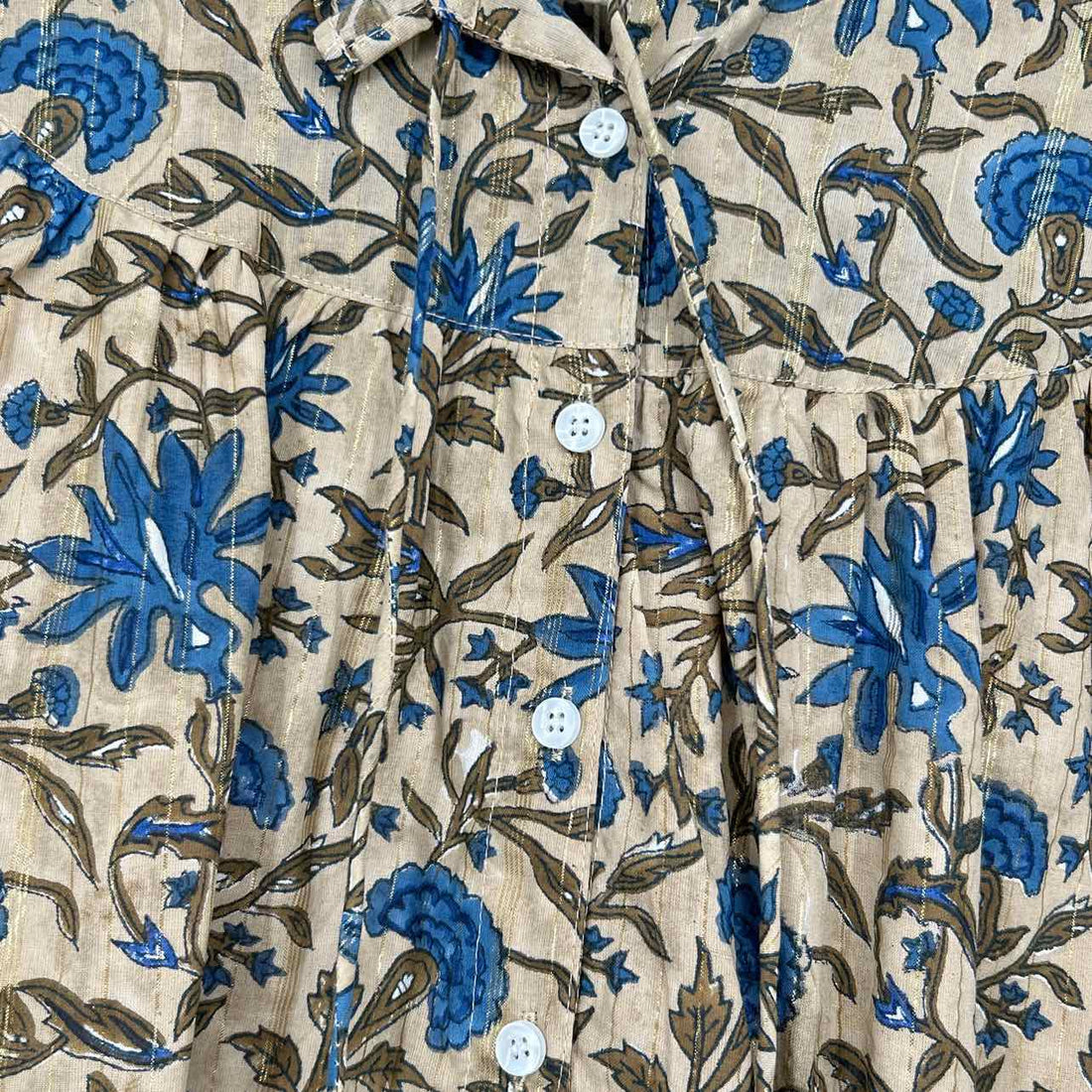 Clara The Label L Tan & Blue Floral New Boutique Top
