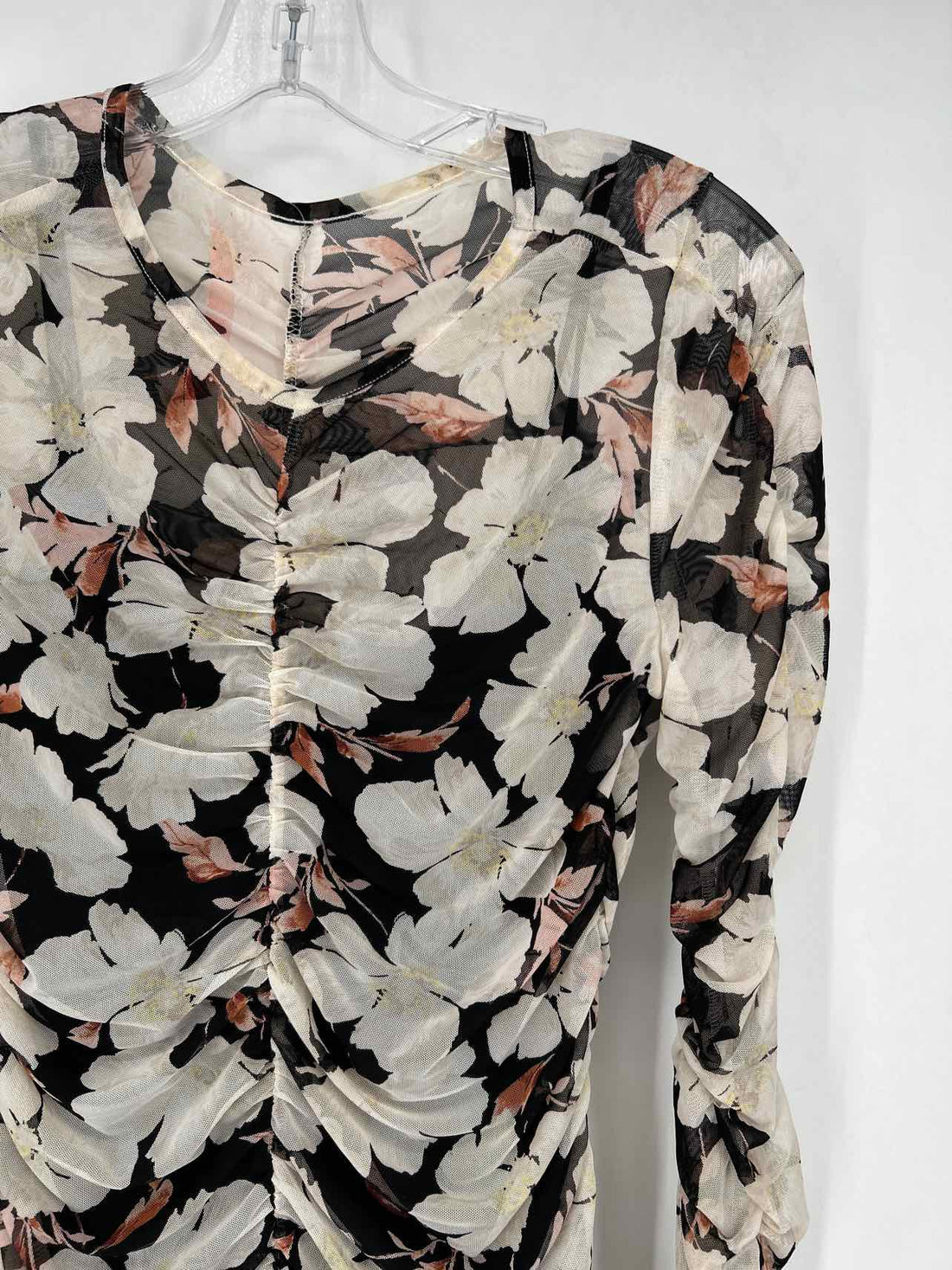 Abercrombie & Fitch Size M Black & White Floral Mesh Long Sleeve Dress