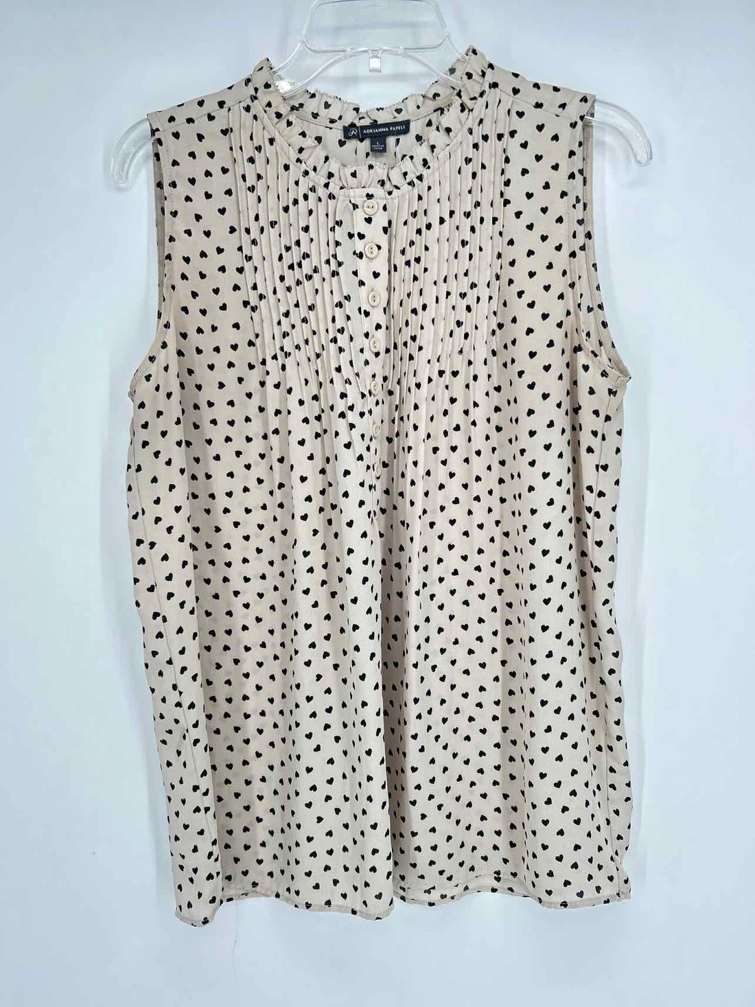 Adrianna Papell Size L Tan Print Sleeveless