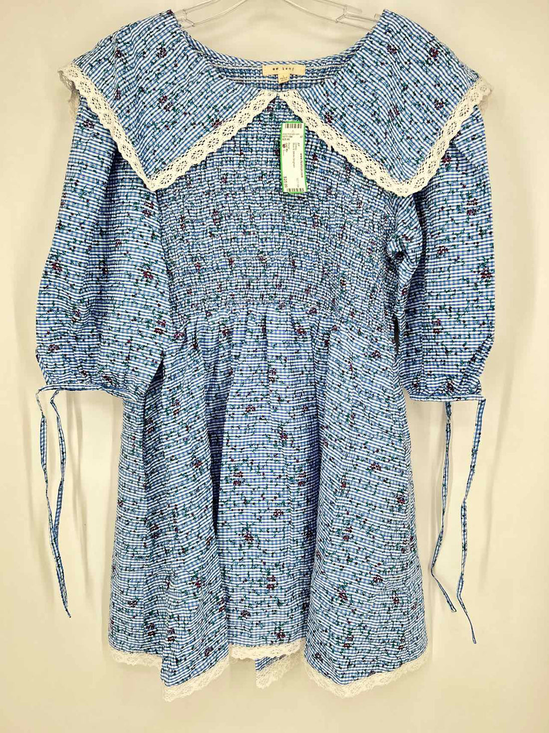 Just Me Size L Blue & White Gingham Dress
