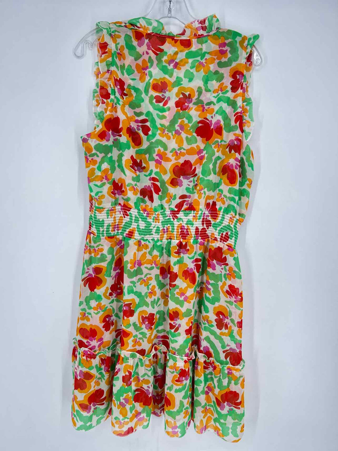 Cabi Size L Cream & Green Print Sleeveless Dress
