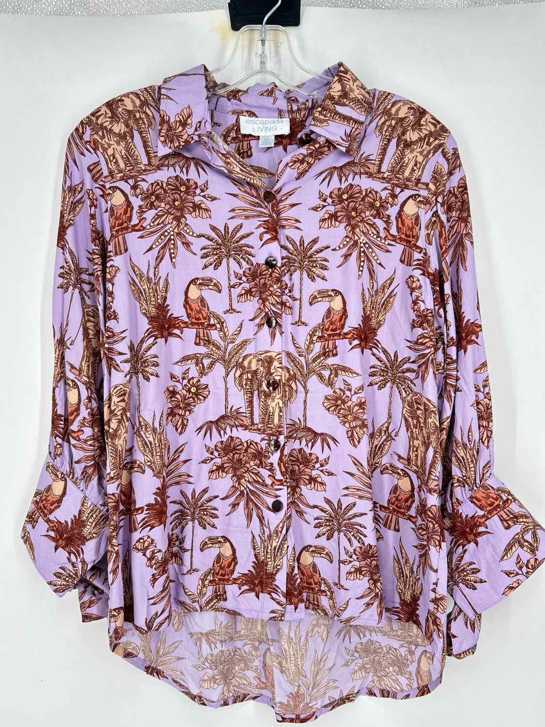 Escapada Living M Light Purple Print Beaded New Boutique Top