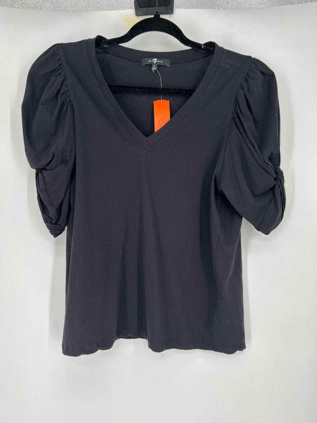7 For All Mankind Size L Black Short Sleeve