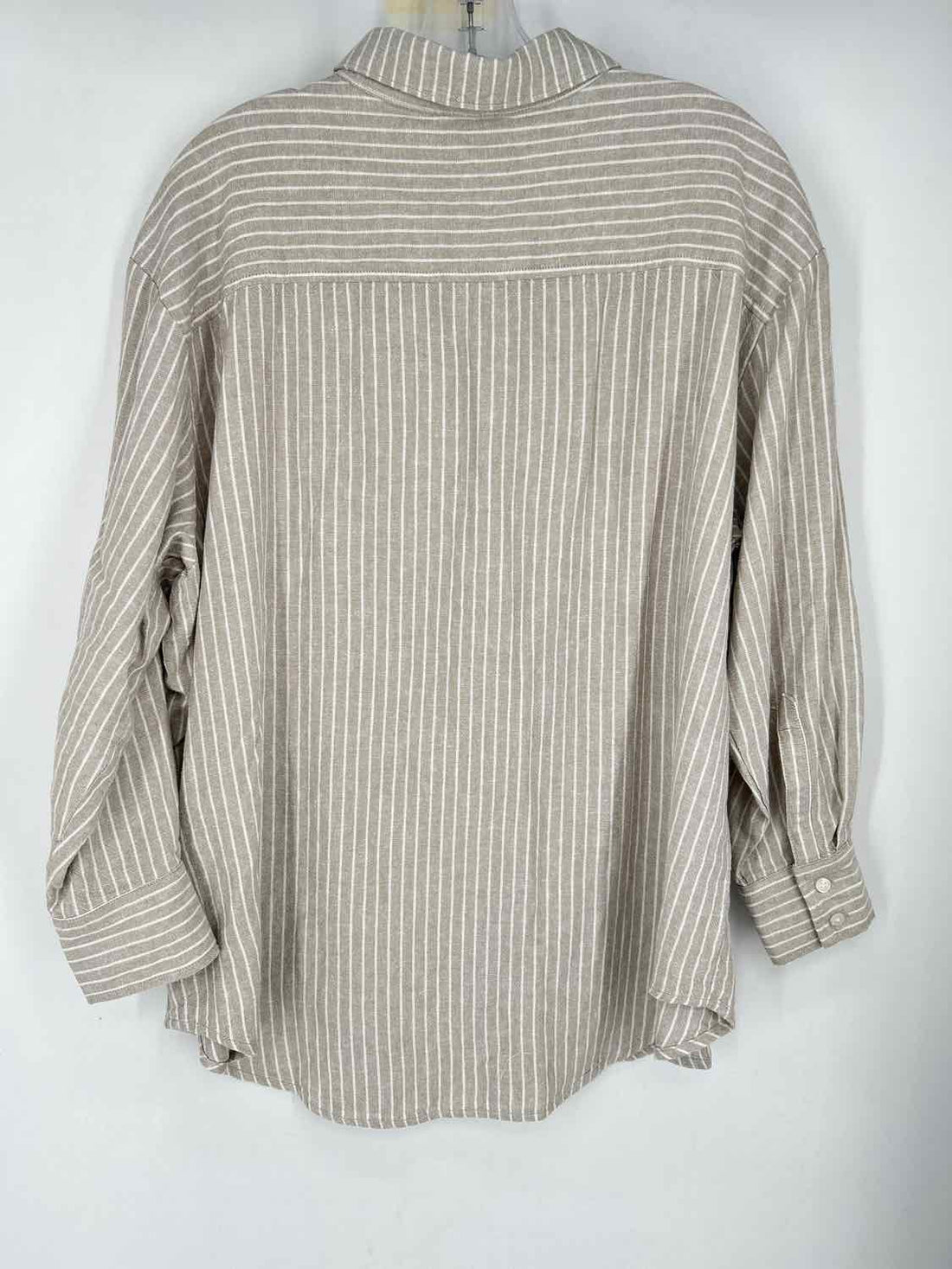 Rafaella Size 1X Tan Striped Linen Blend Top/Blouse