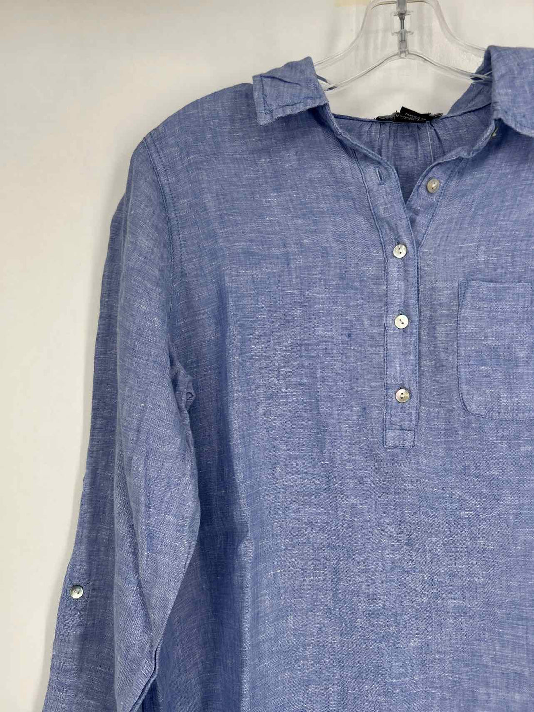Jones New York Size S Blue Linen Long Sleeve