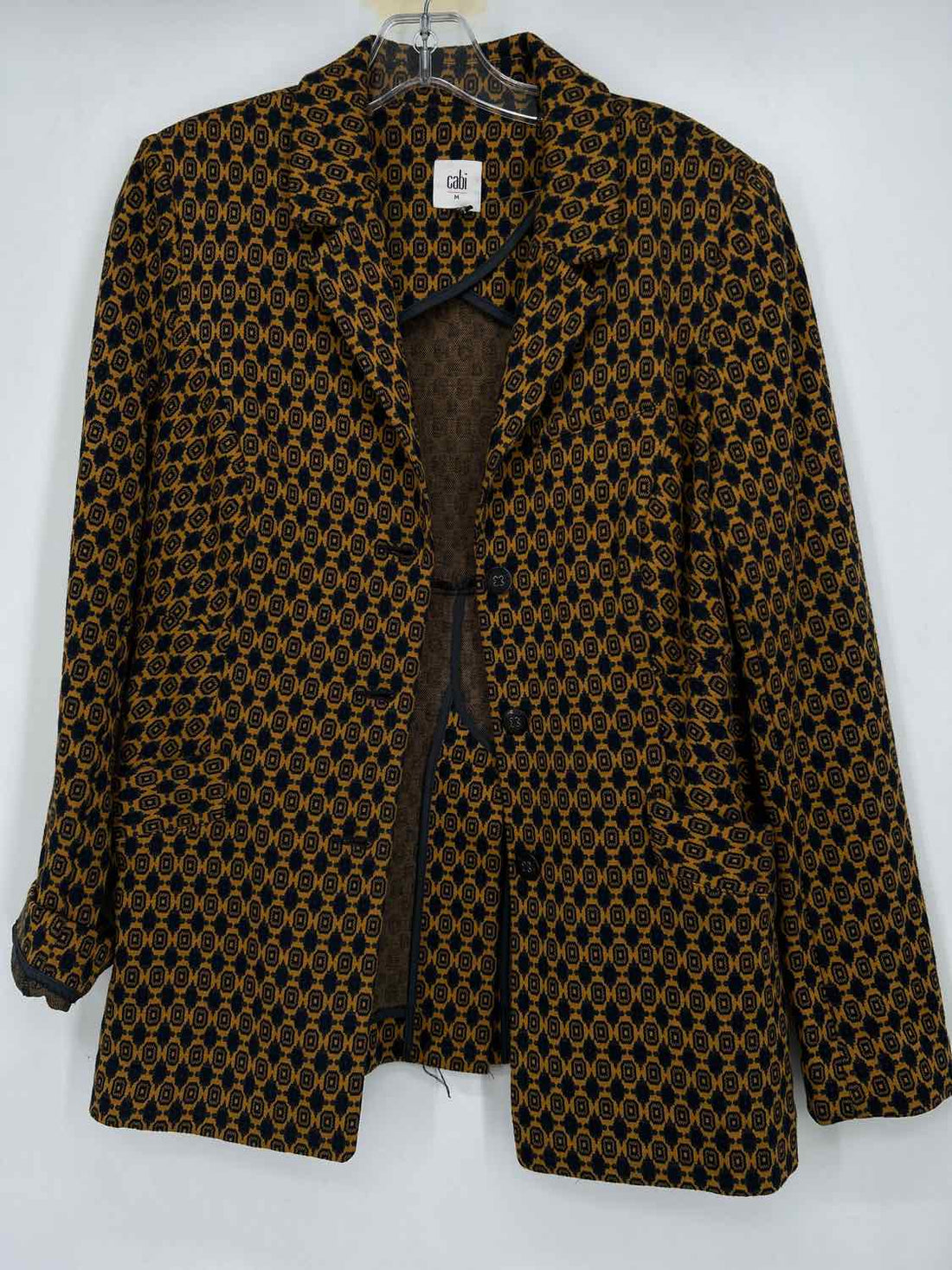 Cabi Size M Yellow & Navy Print Jacket