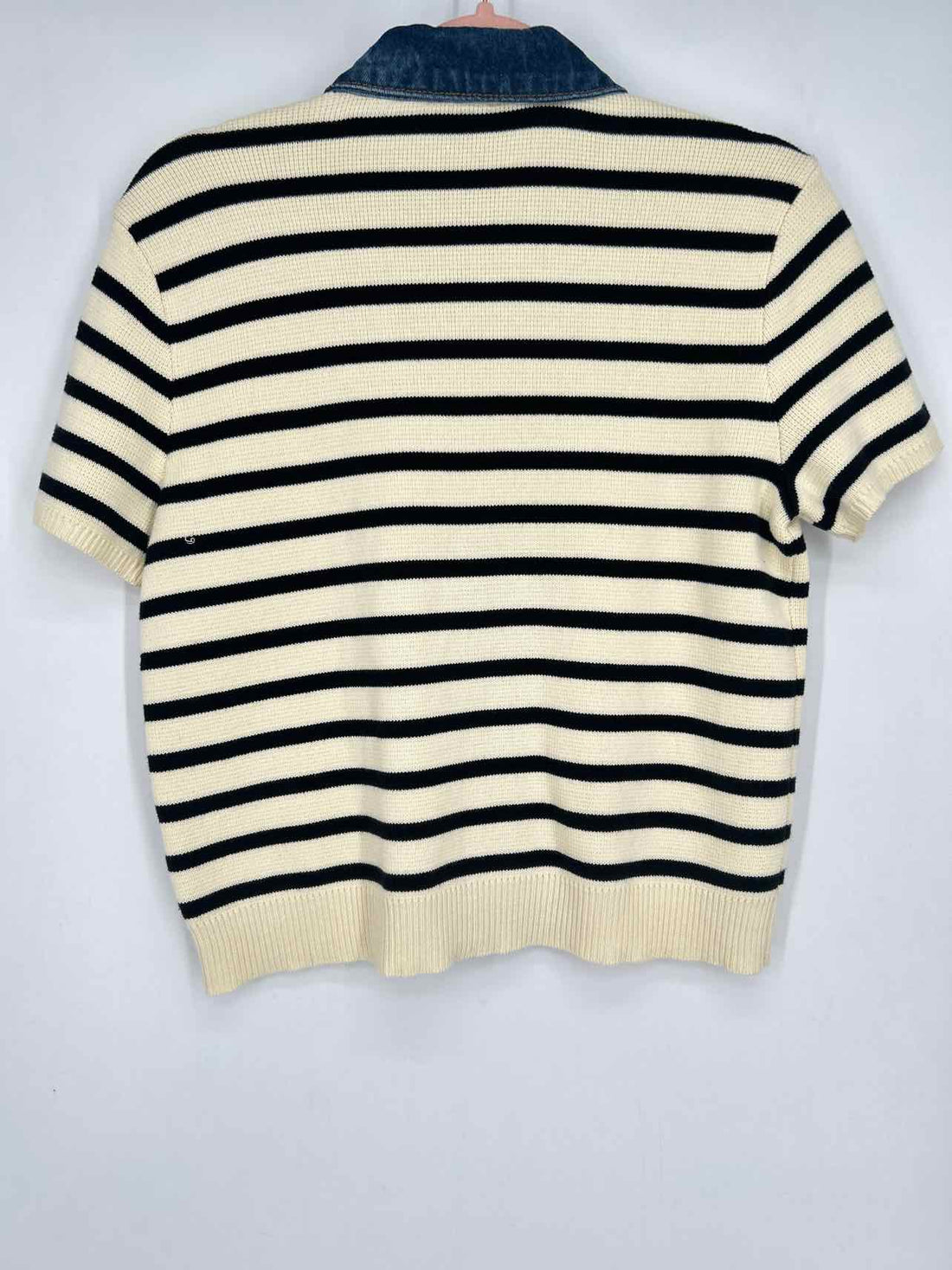 Industry Size M Cream & Navy Striped Short Sleeve