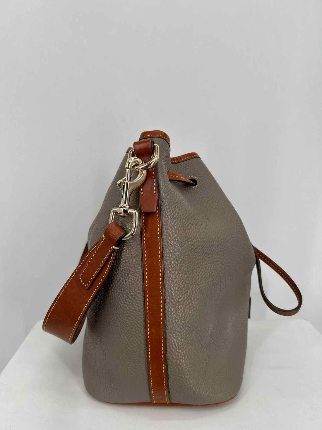 Dooney & Bourke large Grey Pebbled Leather Bucket Bag