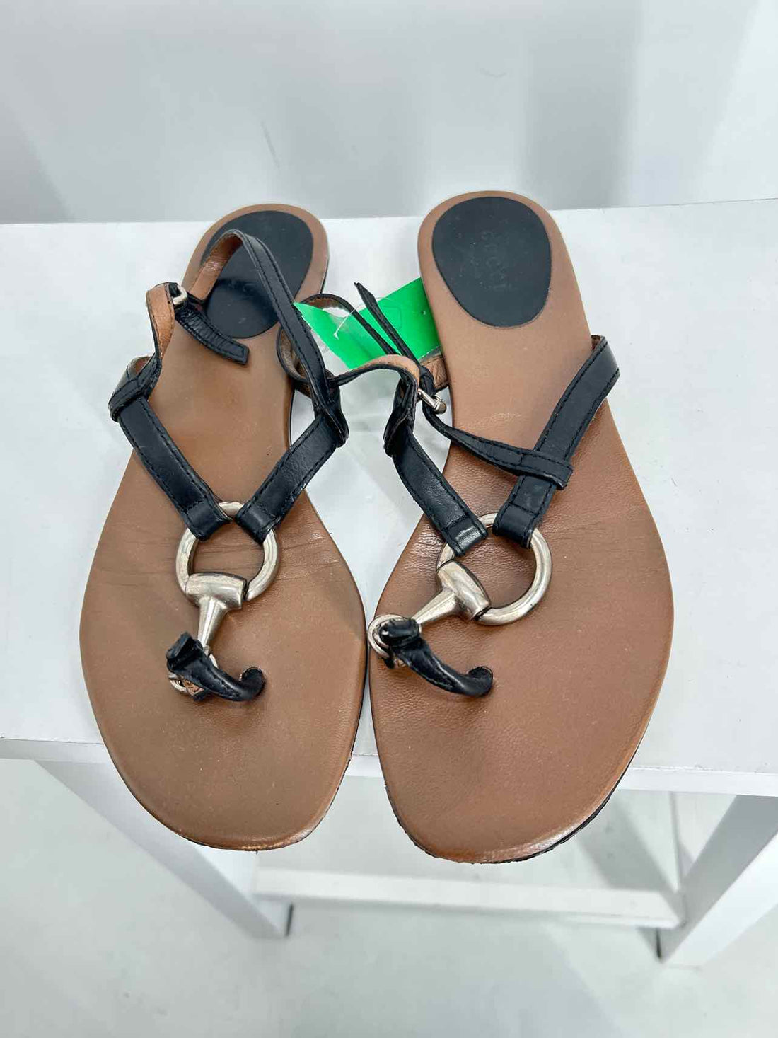 Gucci Horsebit Slingback Sandals Women Size 38 Black Pre Owned Leather LUXURY