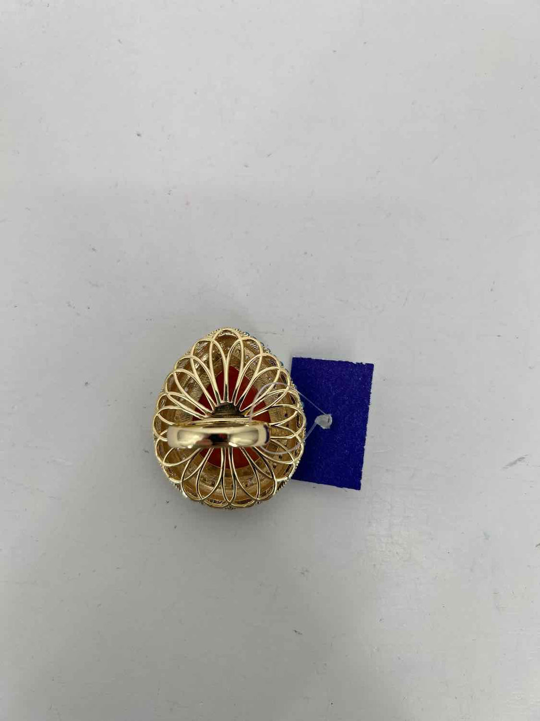 Amedeo Size 8 Cameo Rhinestone Gold Tone Ring