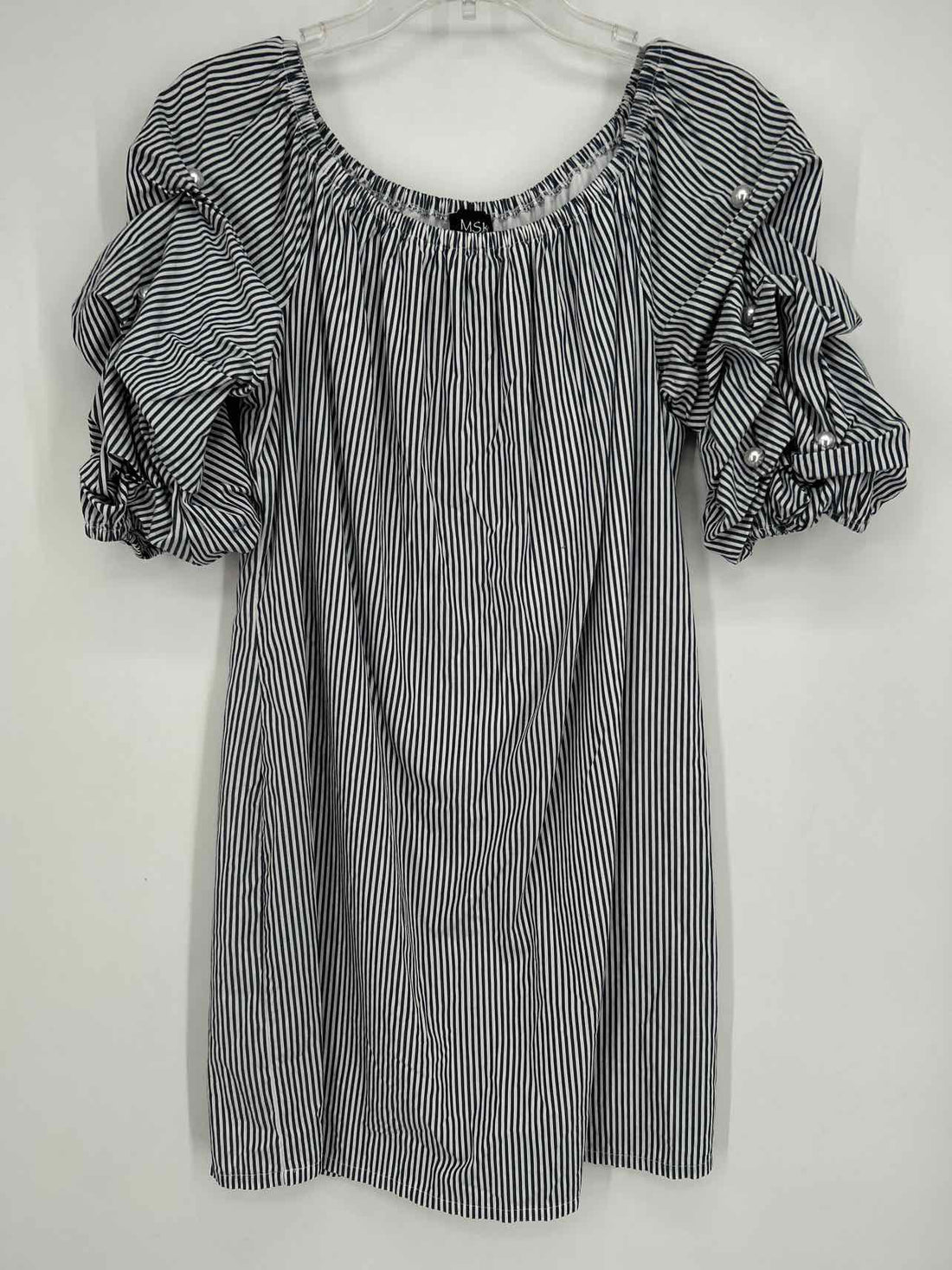 MSK Size L Navy & White Striped Dress