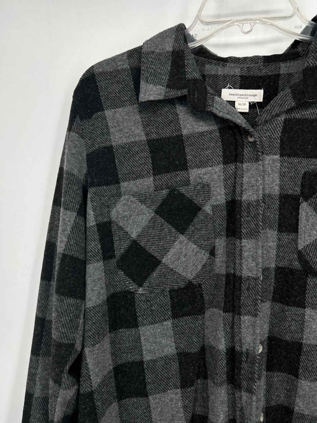 Beach Lunch Lounge Size M Gray & Black Plaid Shacket
