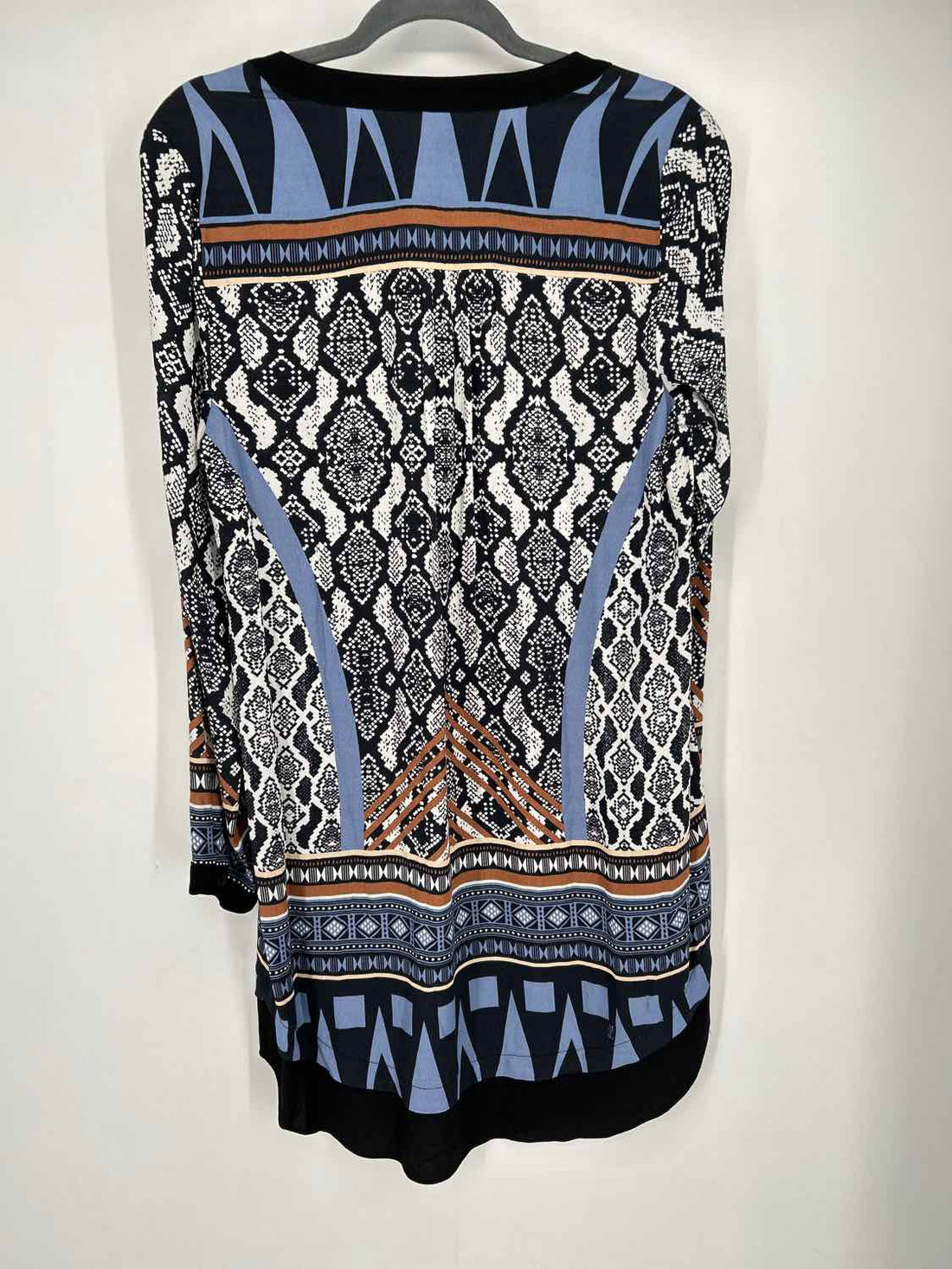 Hale Bob Size M Navy & White Print Long Sleeve Dress