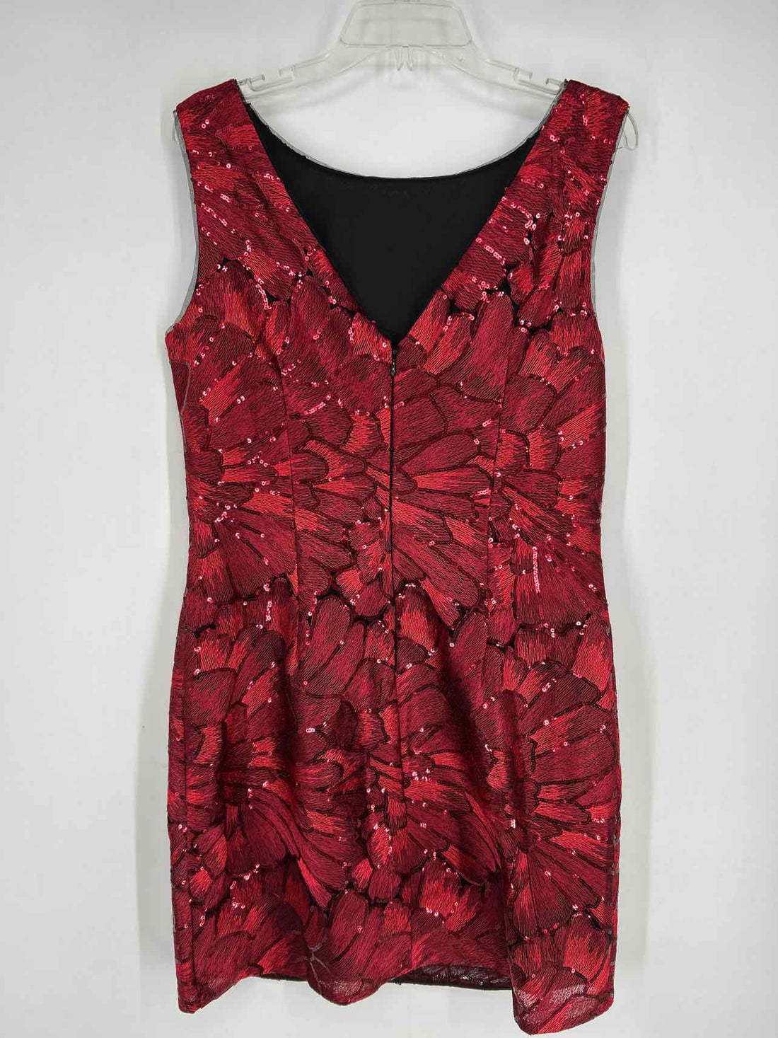 White House Black Market Size 12 Red & Black Sequined Sleeveless Dress