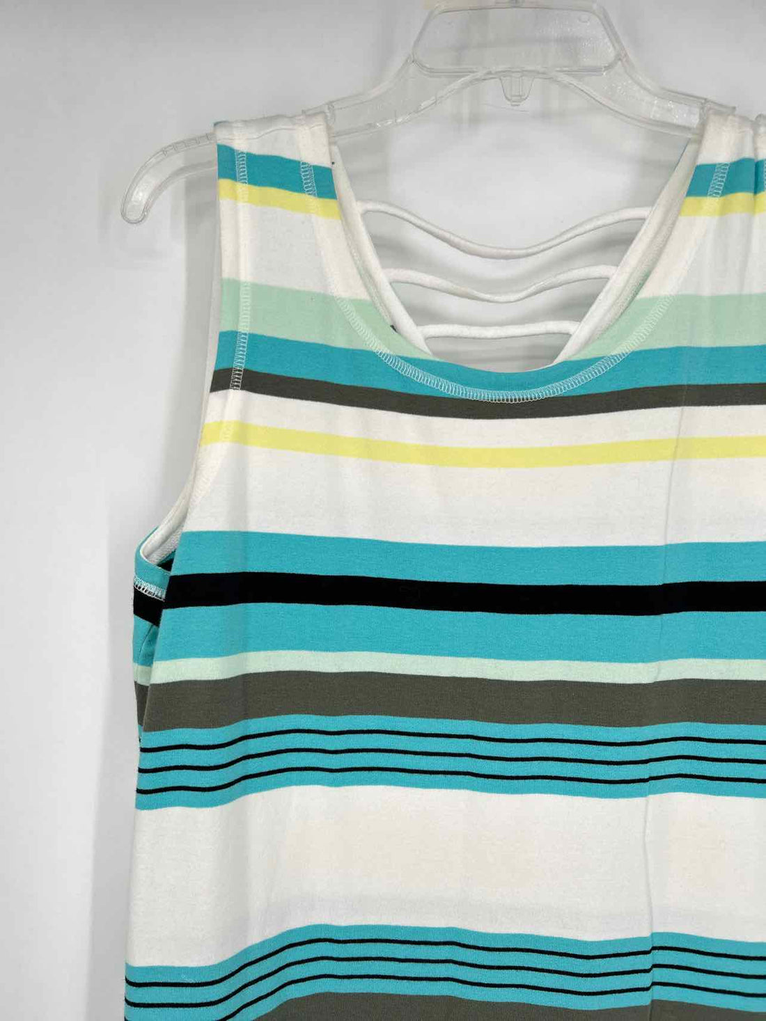 T By Talbots Size L White & Blue Striped Sleeveless Dress
