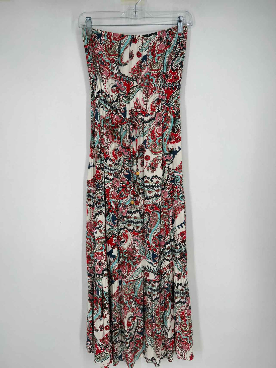 Gypsies & Moondust Size XS White Red & Blue Floral Strapless Dress