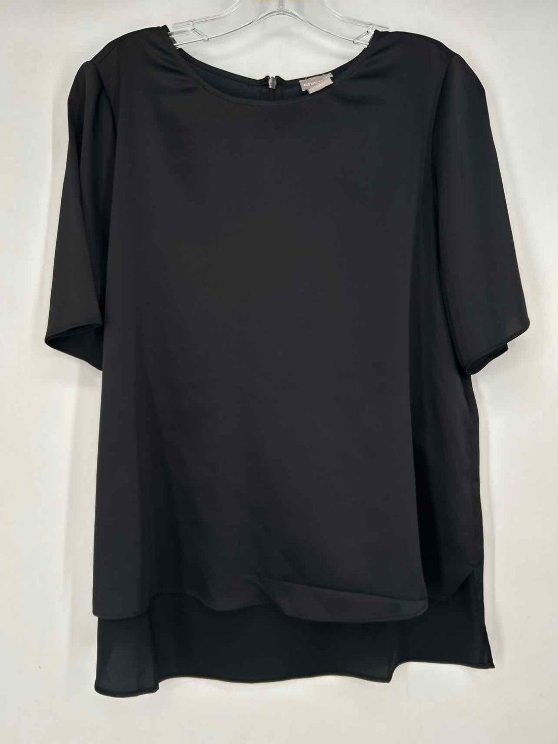 Chicos Size 1/M Black Short Sleeve