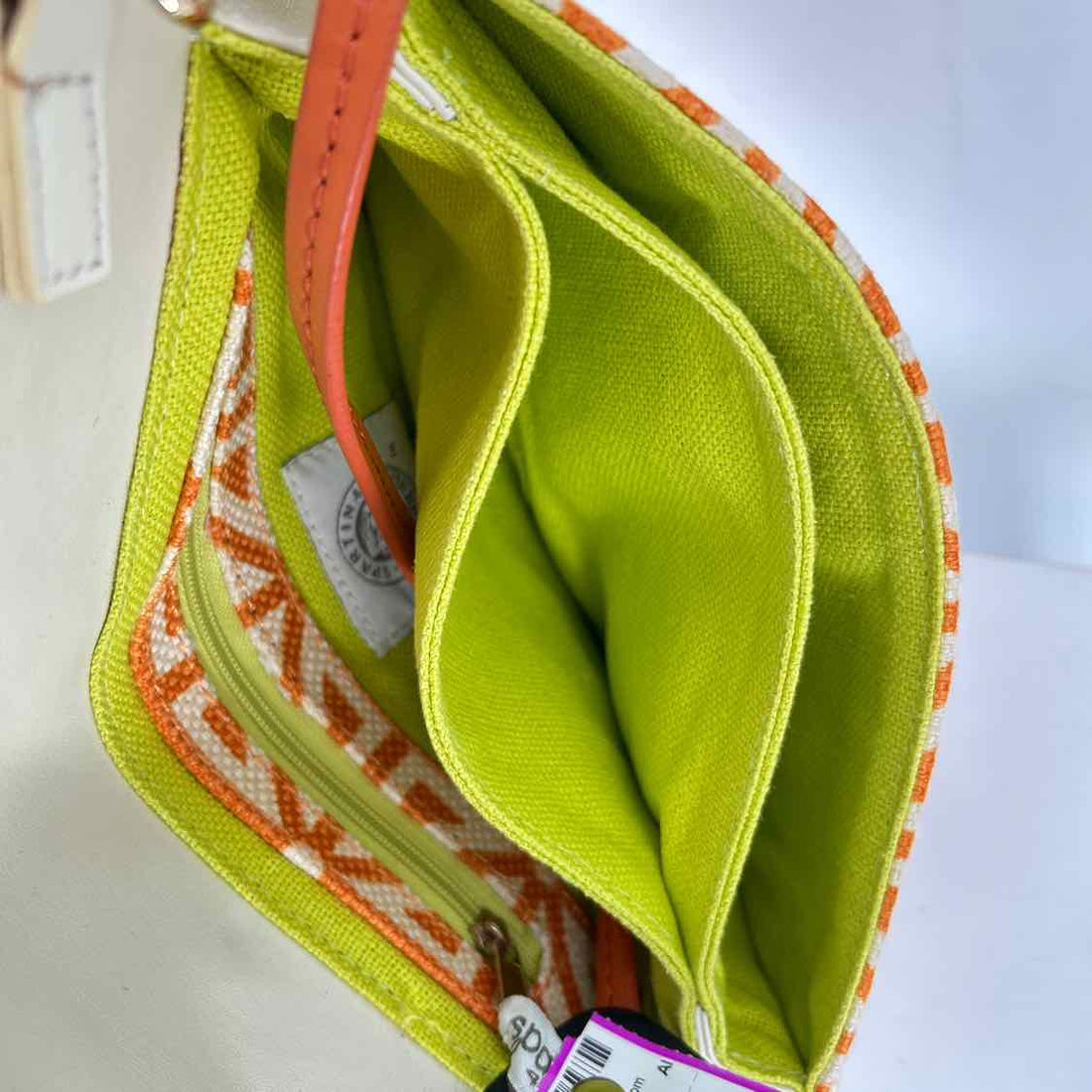 Spartina 449 Cream & Orange Canvas Pre Owned Clutch