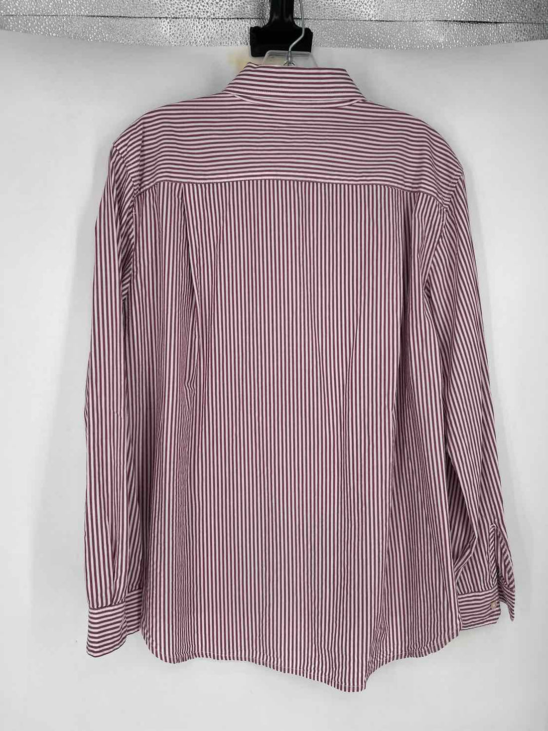 Loft Size L White & Maroon Striped Long Sleeve